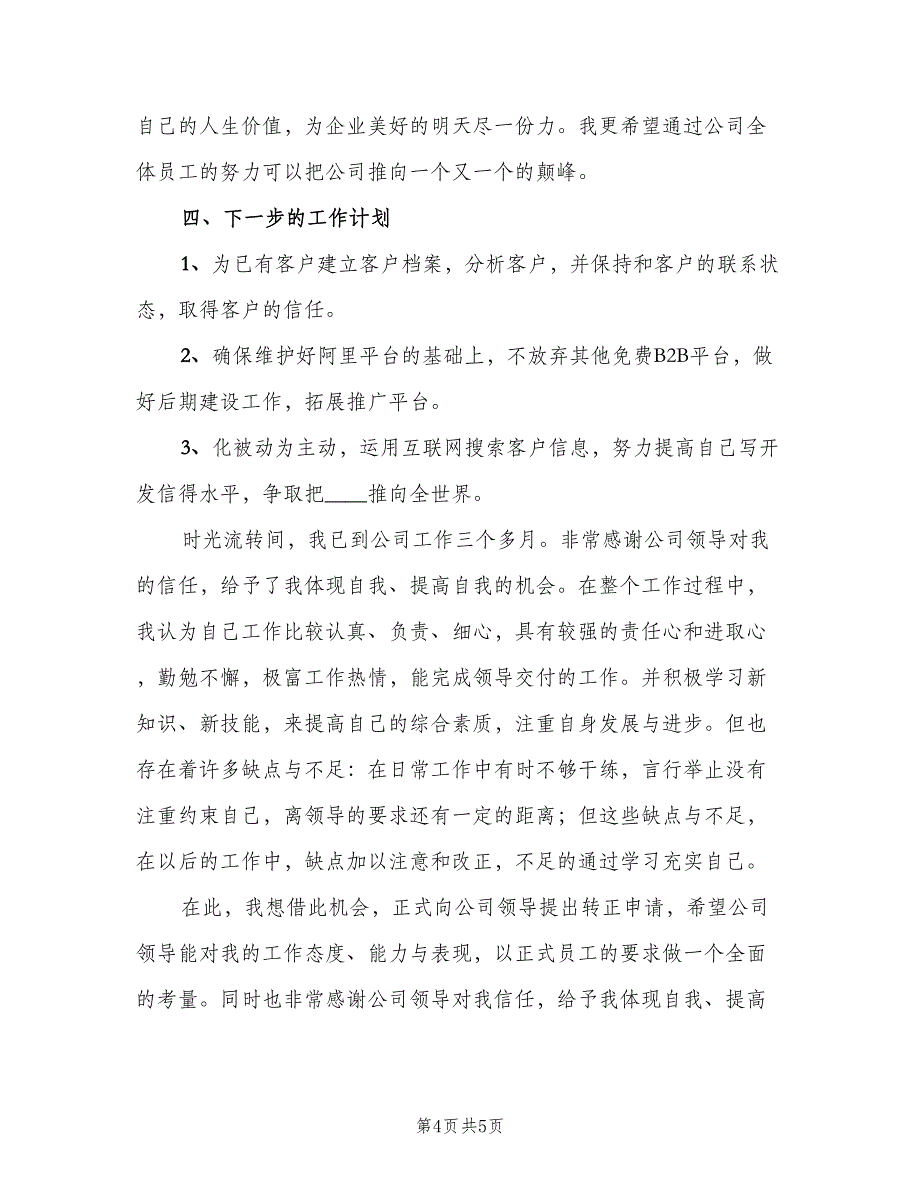 销售员工试用期工作总结2023年（2篇）.doc_第4页