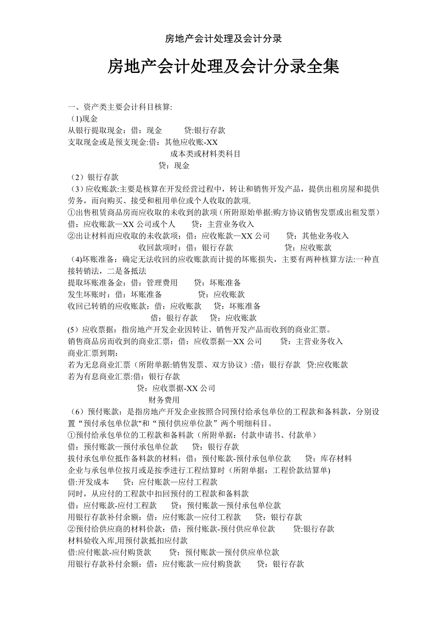 房地产会计处理及会计分录_第1页