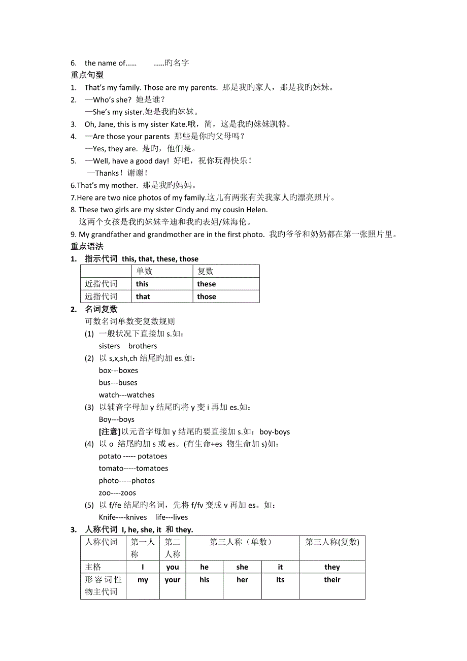 人教版英语七年级上册所有单元知识点总结_第2页