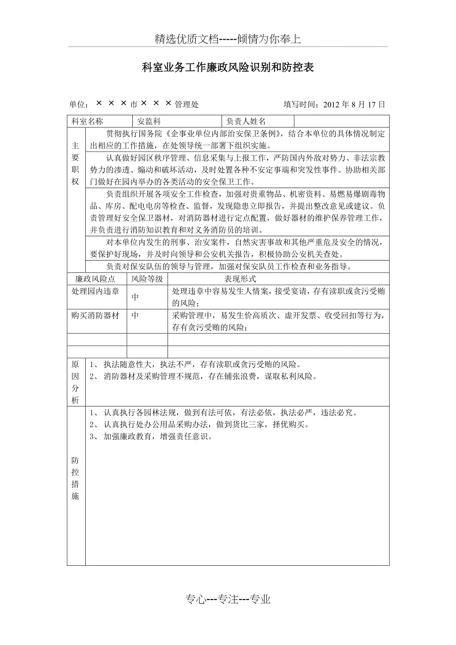 科室业务工作廉政风险识别和防控表_第4页