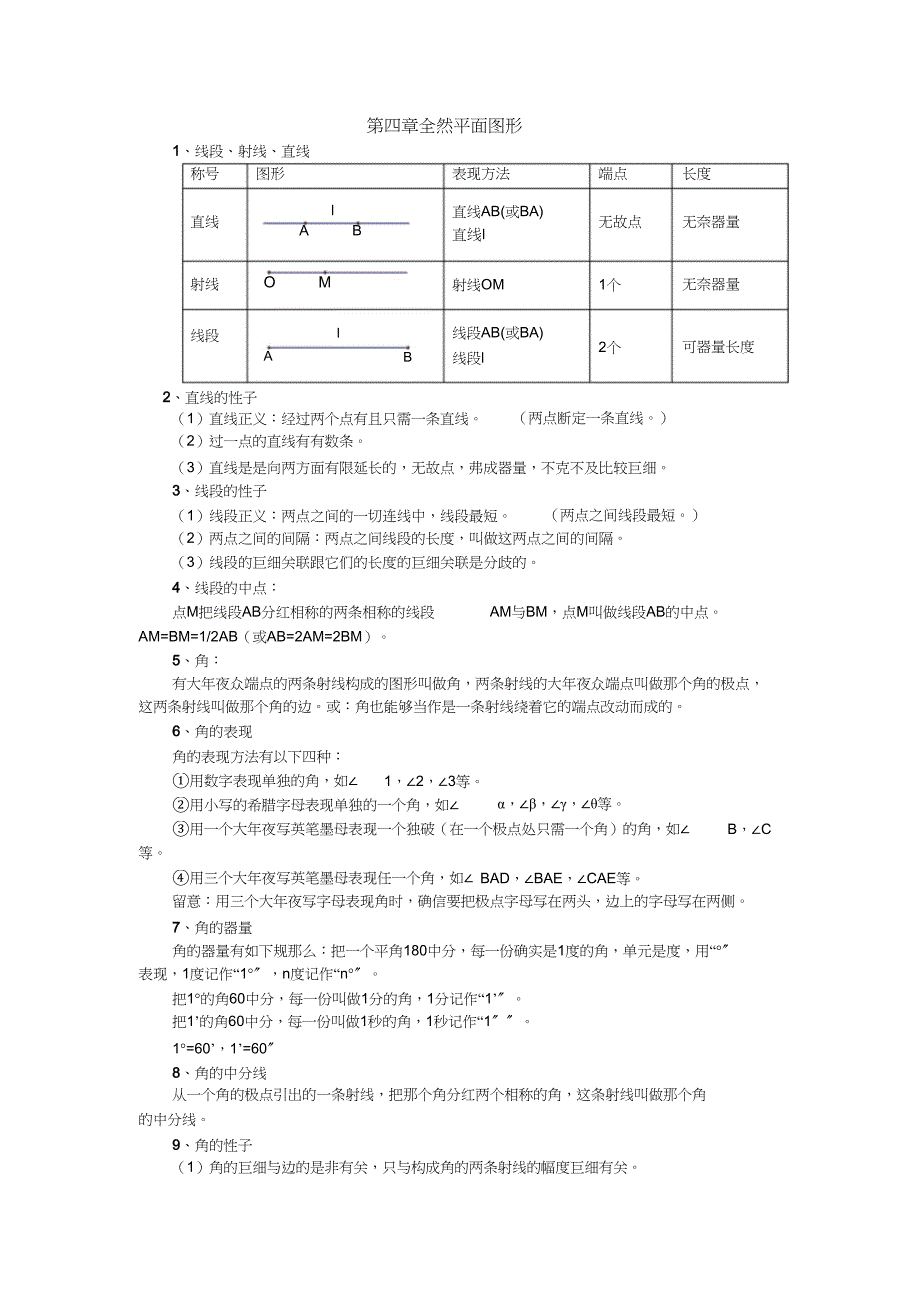 2023年新北师大版七年级上册数学知识点总结.docx_第4页