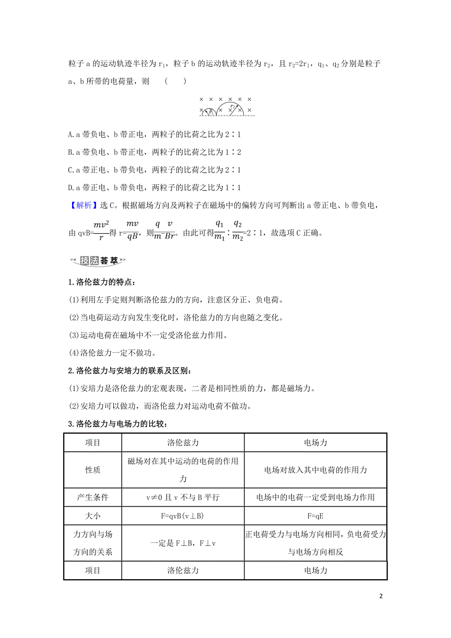 2021届高考物理一轮复习9第2讲磁吃运动电荷的作用练习含解析.doc_第2页