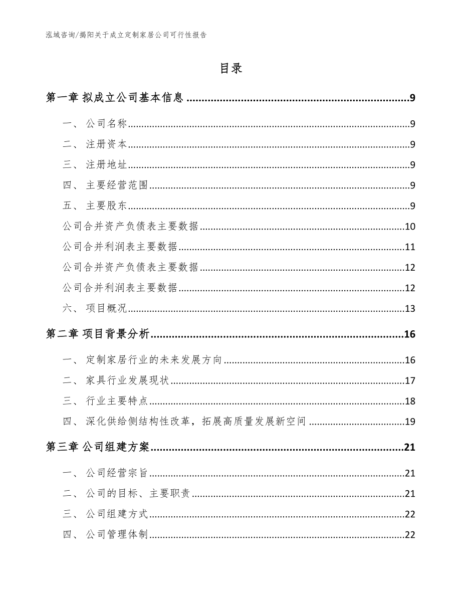 揭阳关于成立定制家居公司可行性报告模板范本_第2页