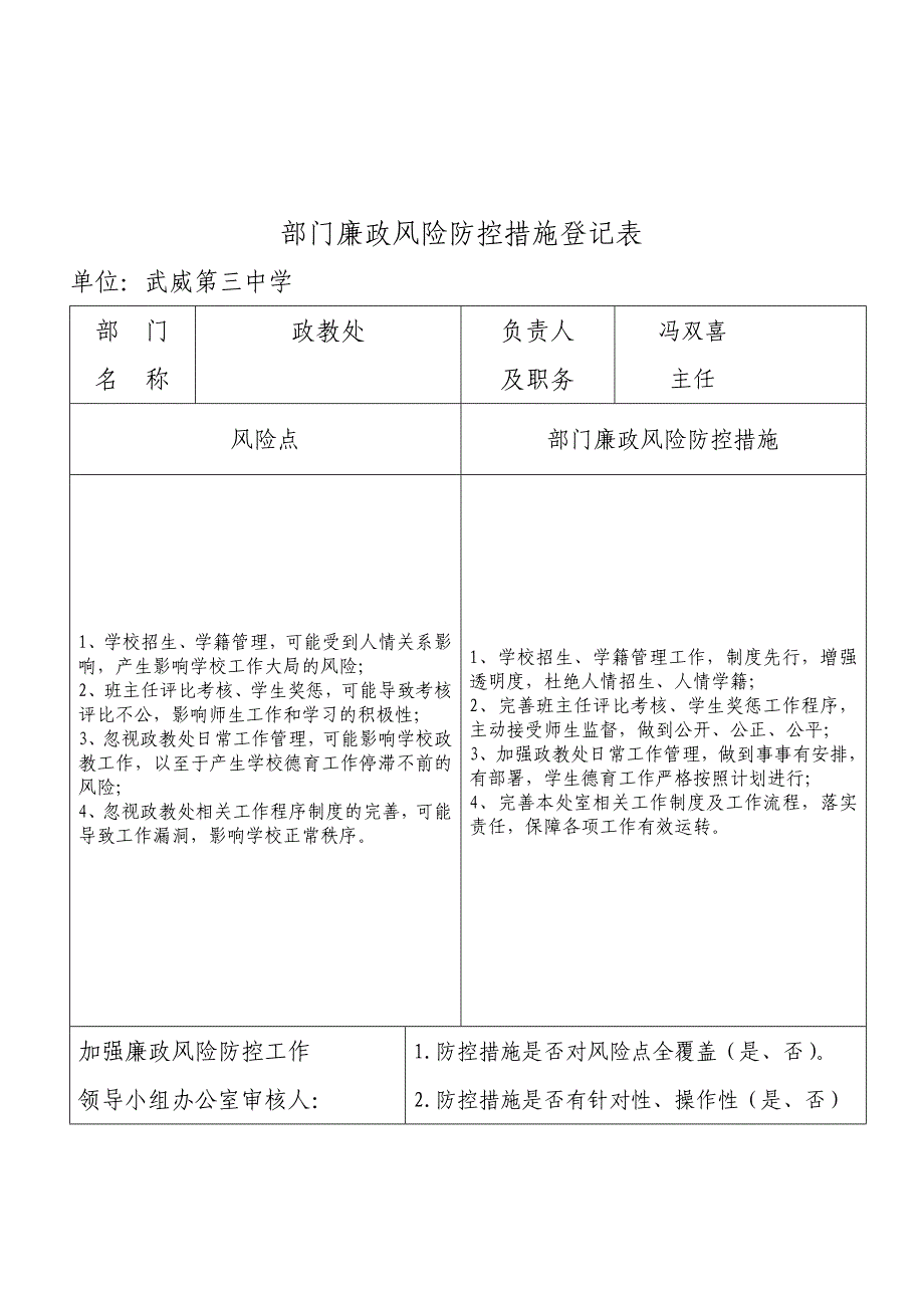 学校部门廉政风险防控措施登记表.doc_第3页