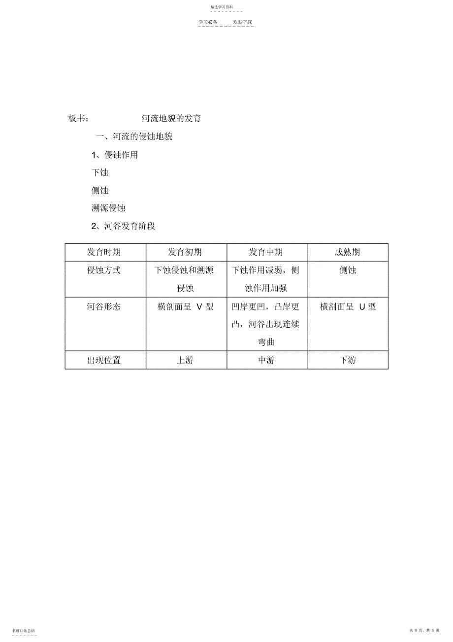 2022年河流的侵蚀地貌教案_第5页