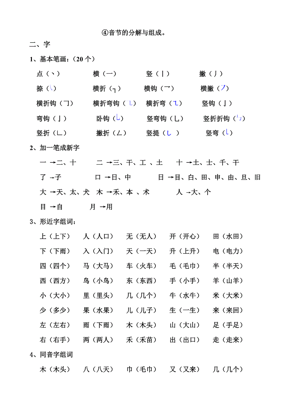 人教版一年级上册语文期末复习整理_第2页