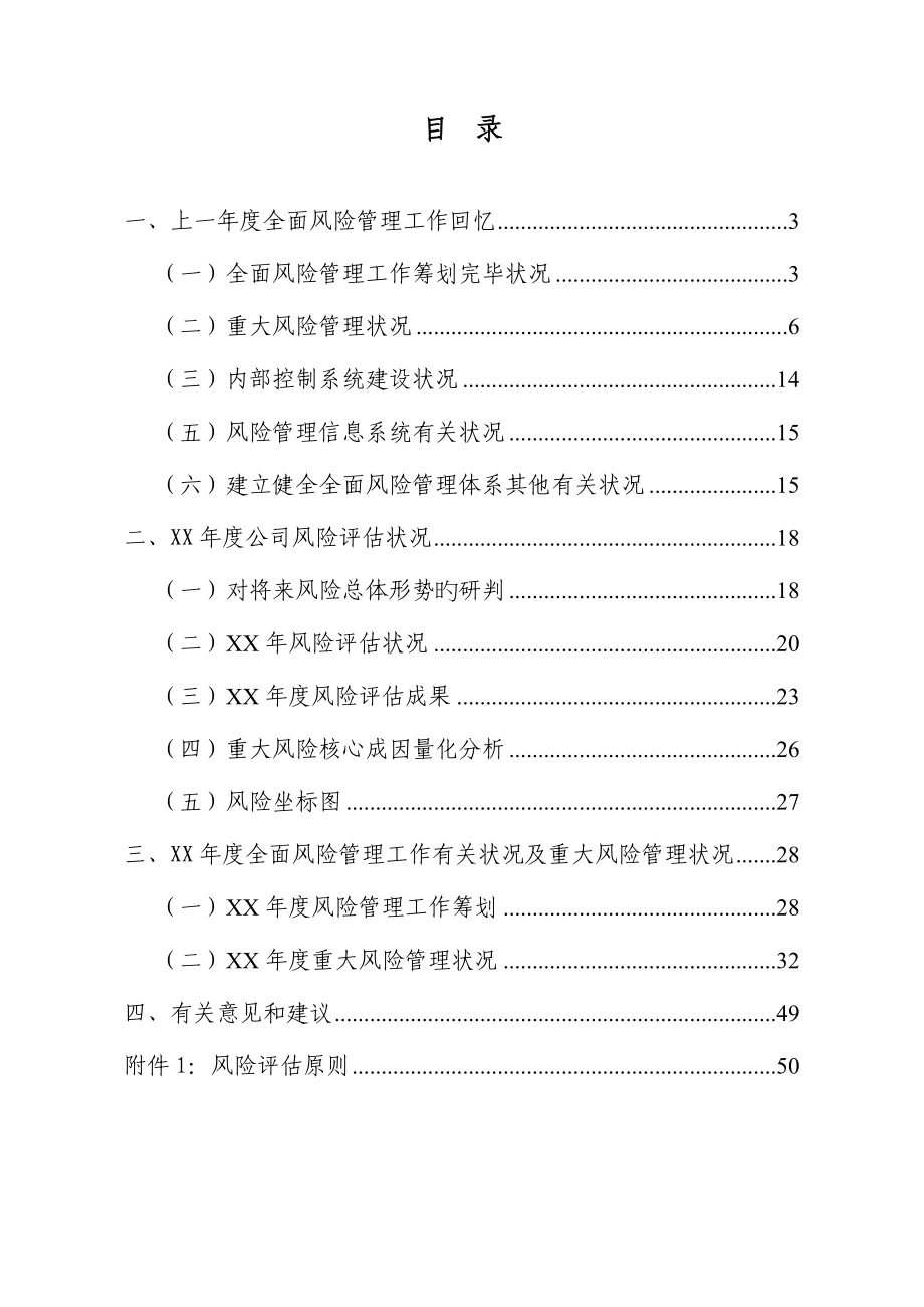 公司年度全面风险管理报告_第1页