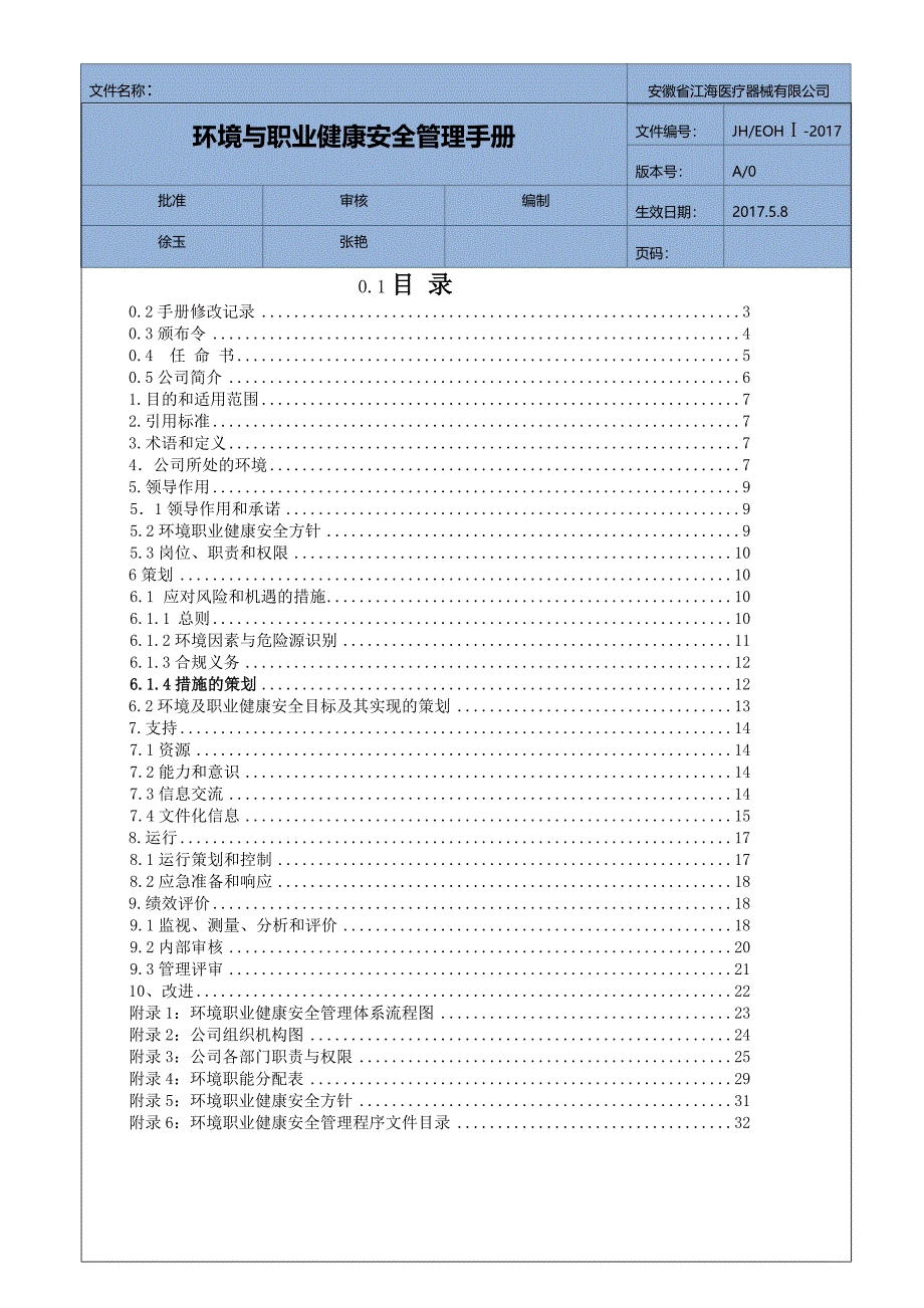 医疗器械有限公司环境与职业健康安全手册_第2页