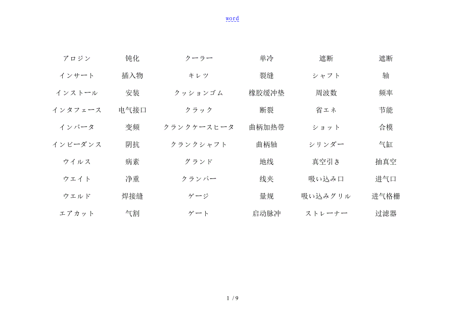 空调日语专业术语_第1页