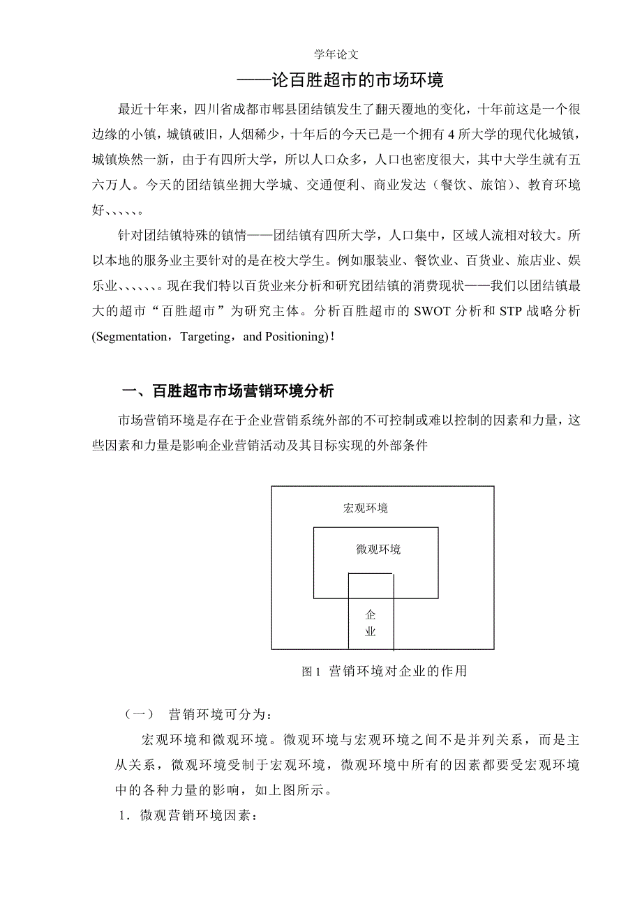 超市的 SWOT、STP分析 论百胜超市的市场环境_第4页