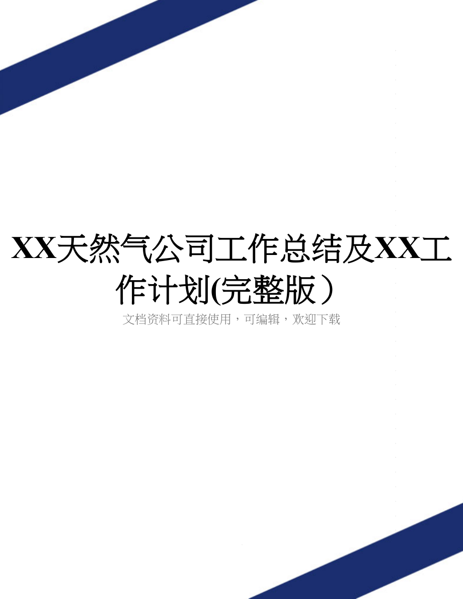 XX天然气公司工作总结及XX工作计划(完整版)_第1页