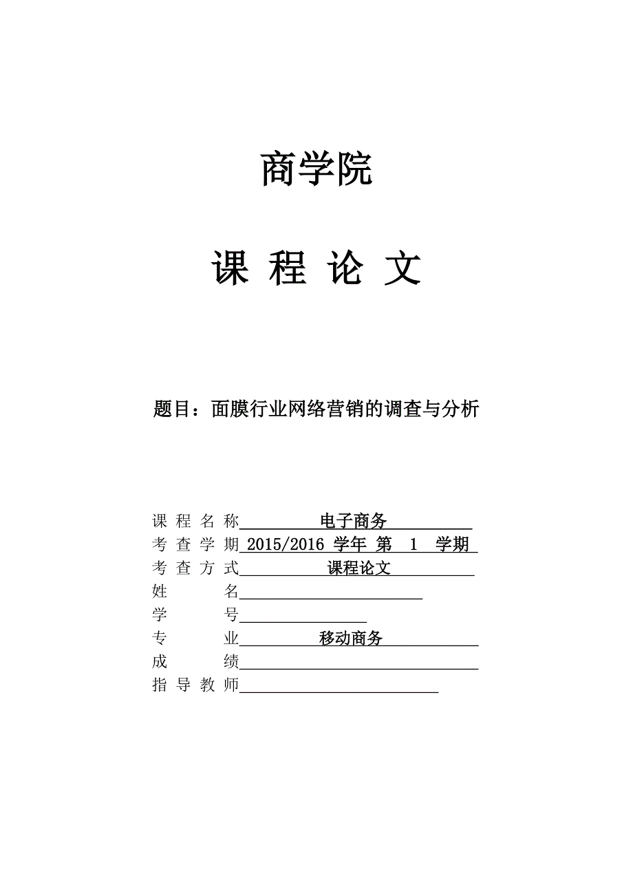 面膜行业网络营销的调查与分析_第1页