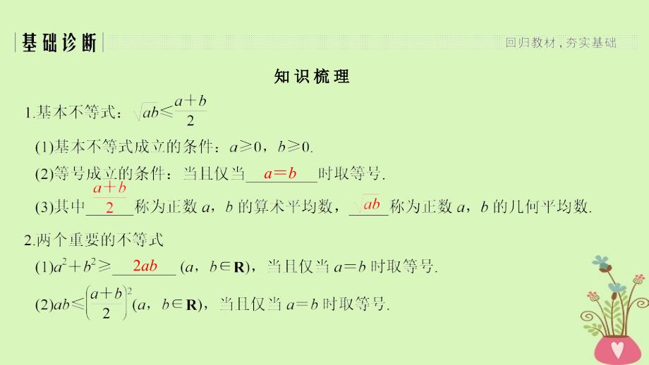 2019版高考数学大一轮复习 第七章 不等式 第2节 基本不等式及其应用课件 北师大版_第3页