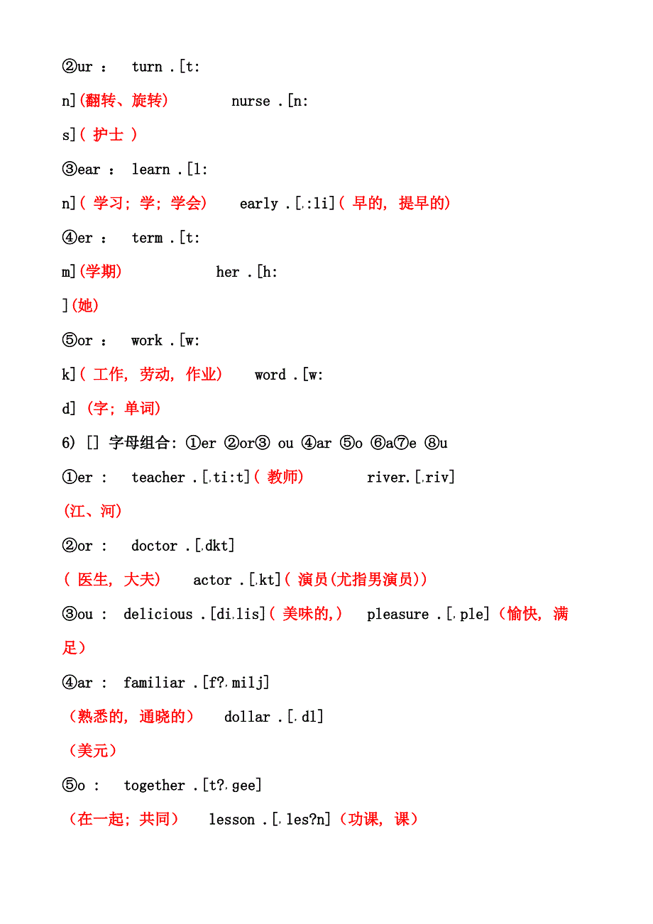 个国际音标对应的字母组合及例词WORD可打印版_第3页