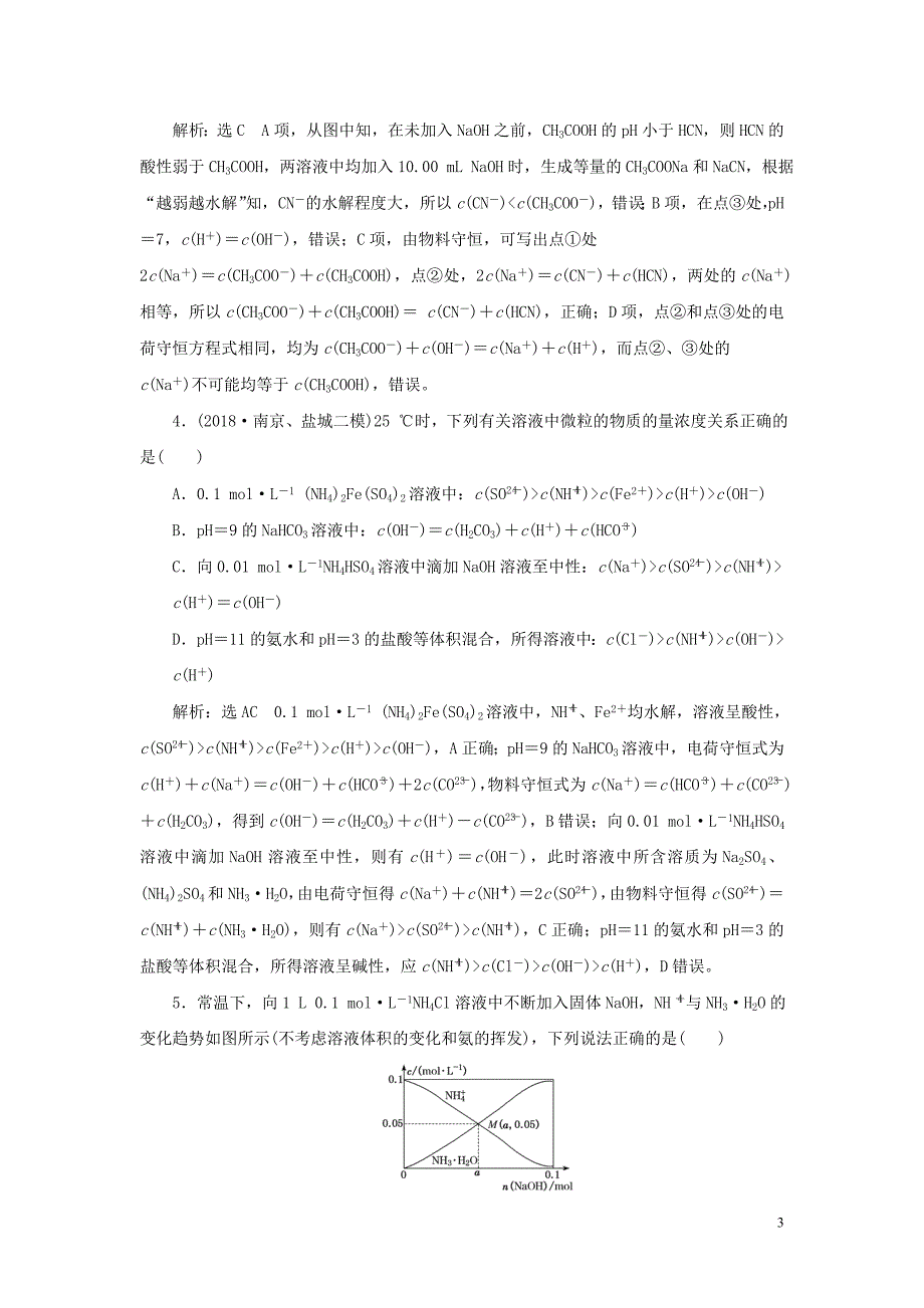 （江苏专用）2020高考化学二轮复习 专题检测（七） 水溶液中的离子平衡_第3页