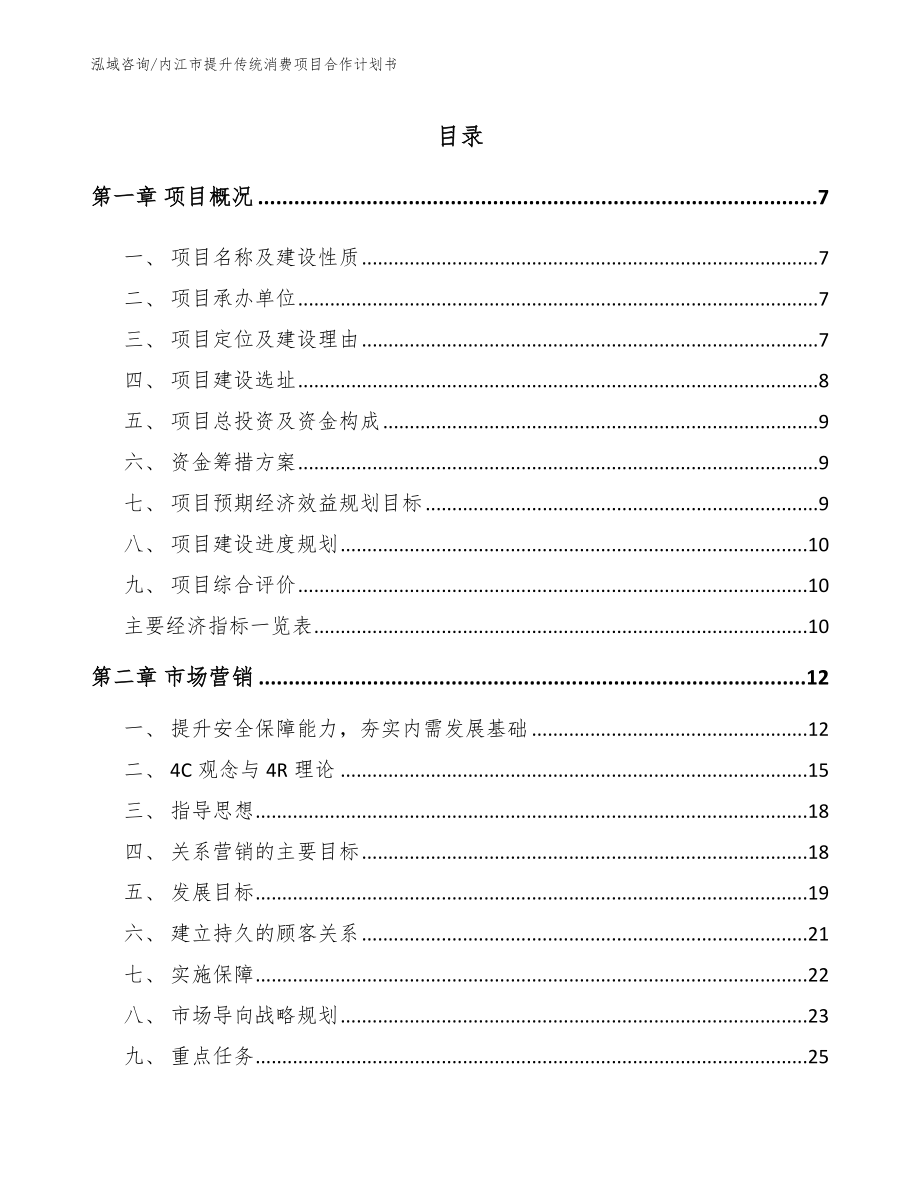 内江市提升传统消费项目合作计划书【范文参考】_第1页