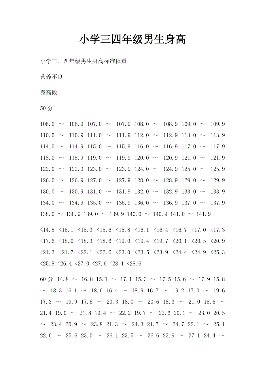 小学三四年级男生身高_第1页