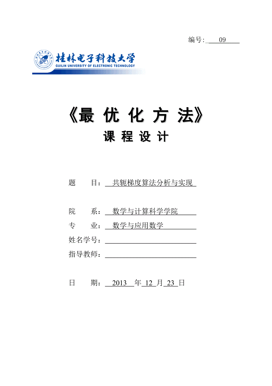 共轭梯度算法分析与实现_第1页