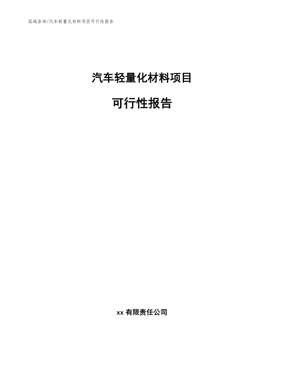 汽车轻量化材料项目可行性报告_模板_第1页