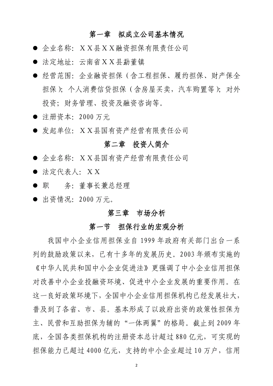 融资担保有限公司可行性研究报告_第2页