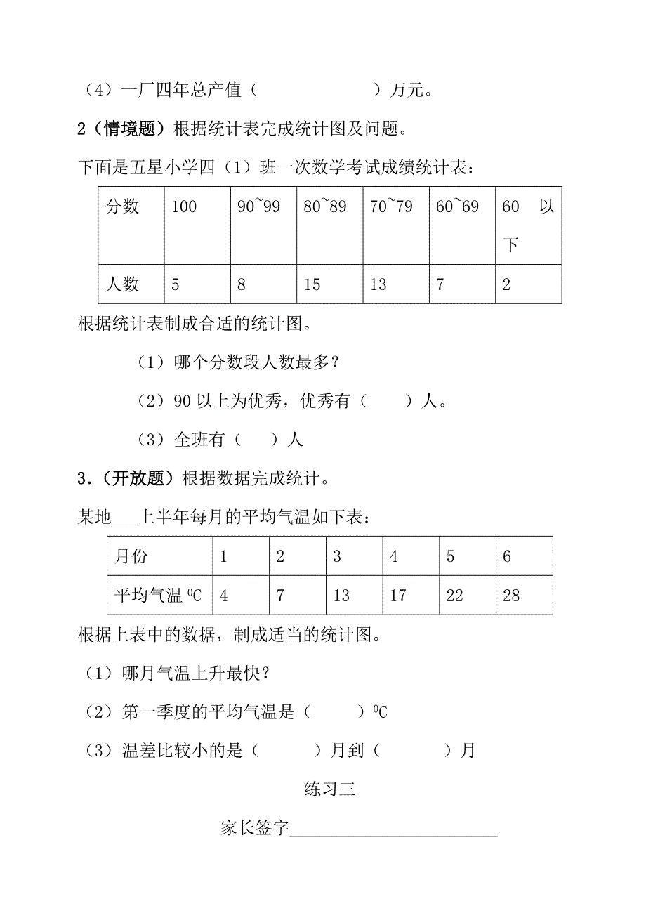 四年级下册数学暑假作业_第3页