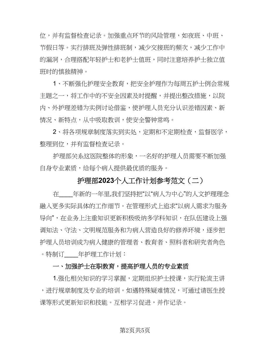 护理部2023个人工作计划参考范文（二篇）.doc_第2页