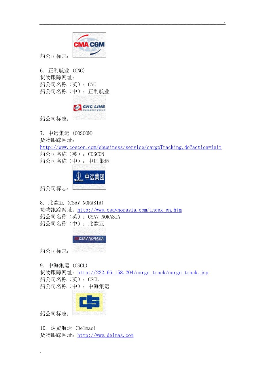 各船司货物跟踪查询网址_第2页