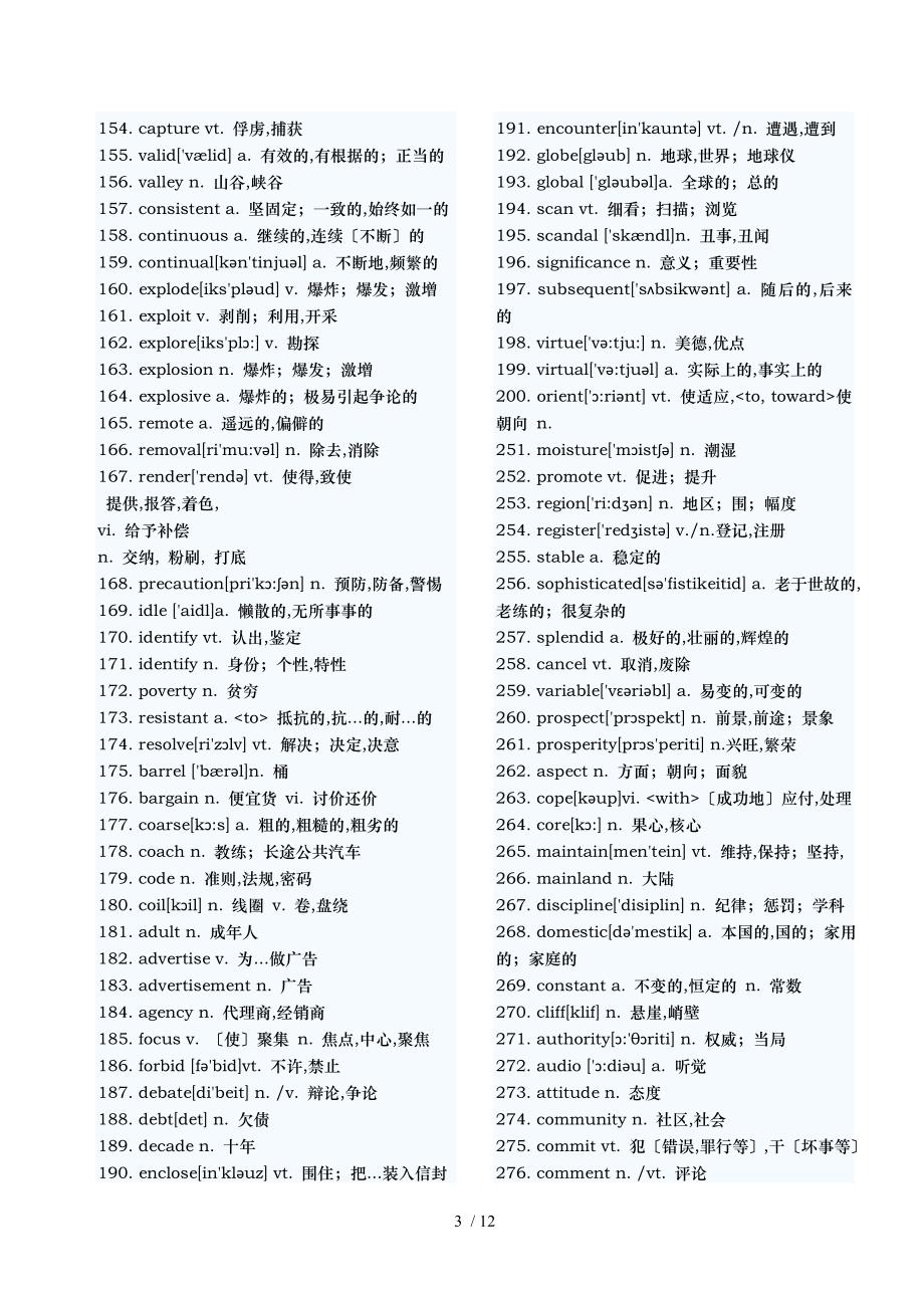 大学英语四六级高频词汇(带翻译)700_第3页