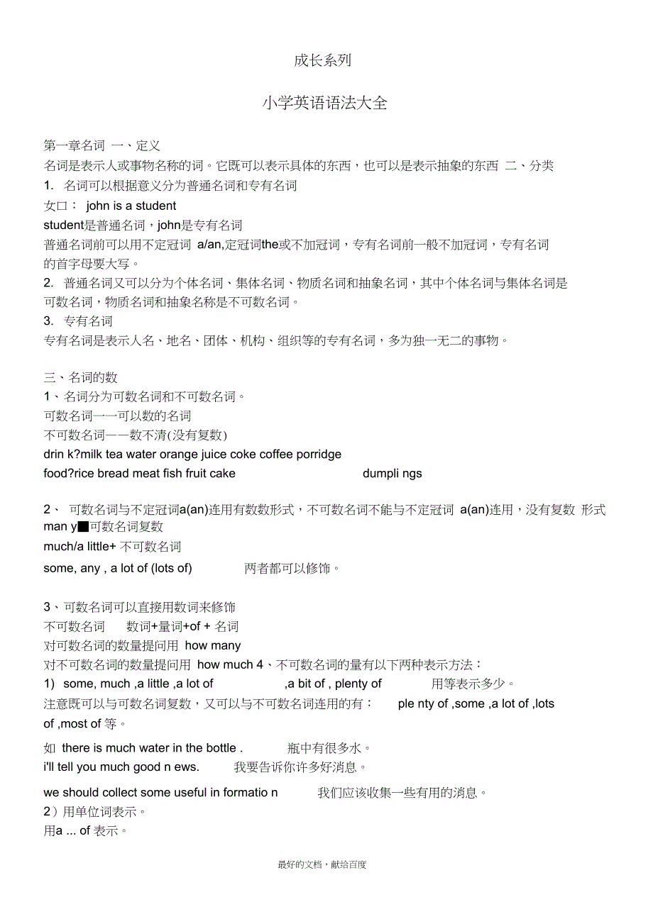 完整版小学英语语法大全完整版_第1页