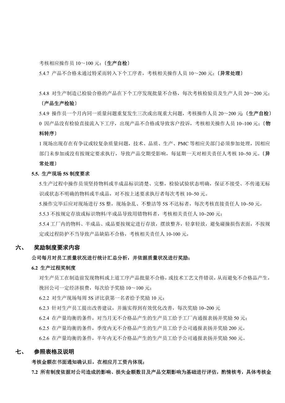 生产奖惩制度管理办法员工过失处理表扬奖励工作规范_第3页