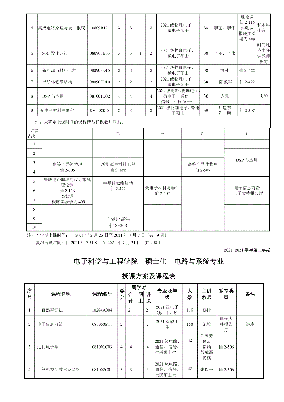 南京大学电子科学与工程学院研究生一年级学术第二学期课表_第3页