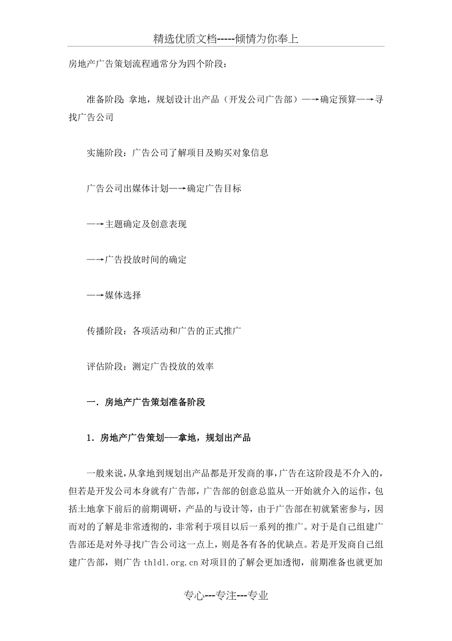 房地产广告策划流程通常分为四个阶段_第1页