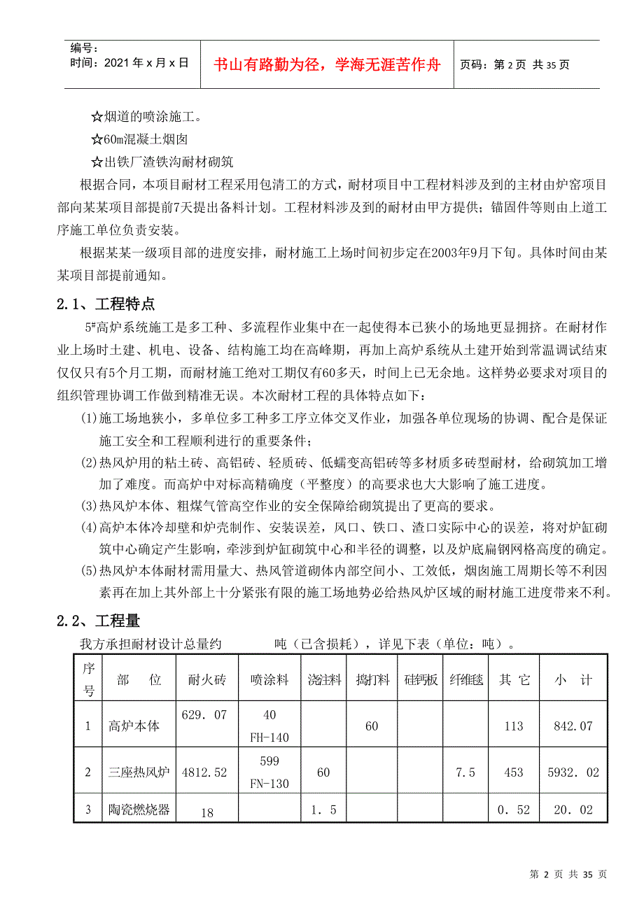 某某厂5高炉检修施工方案_第2页