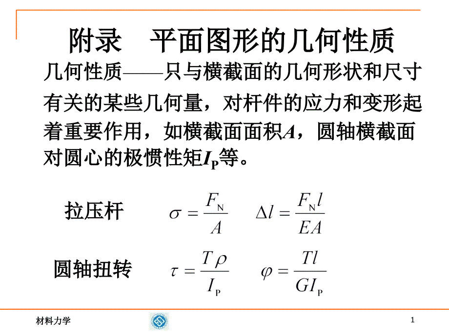 附录惯性矩静矩PPT优秀课件_第1页