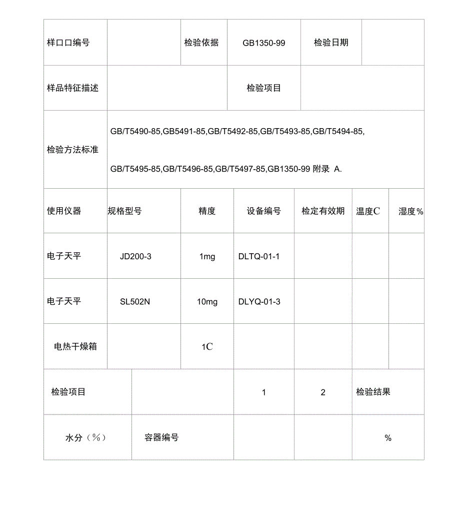 稻谷检验原始记录_第1页