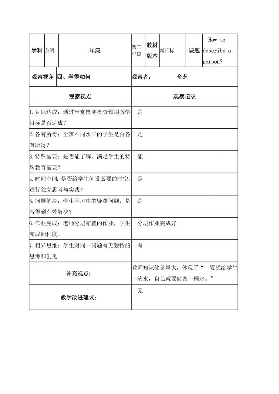 课堂观察记录表单yuzhi_第4页