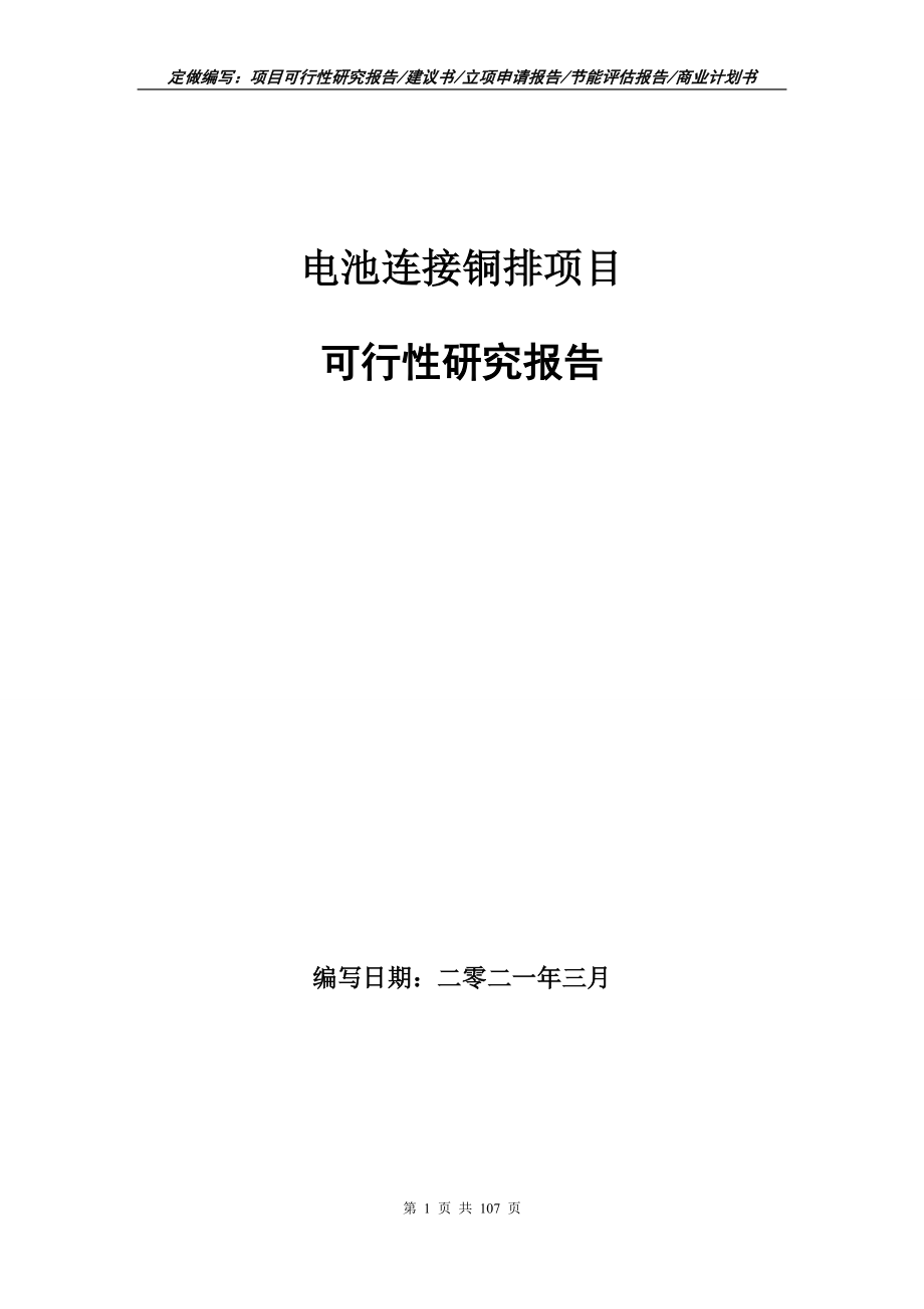 电池连接铜排项目可行性研究报告立项申请写作范本_第1页