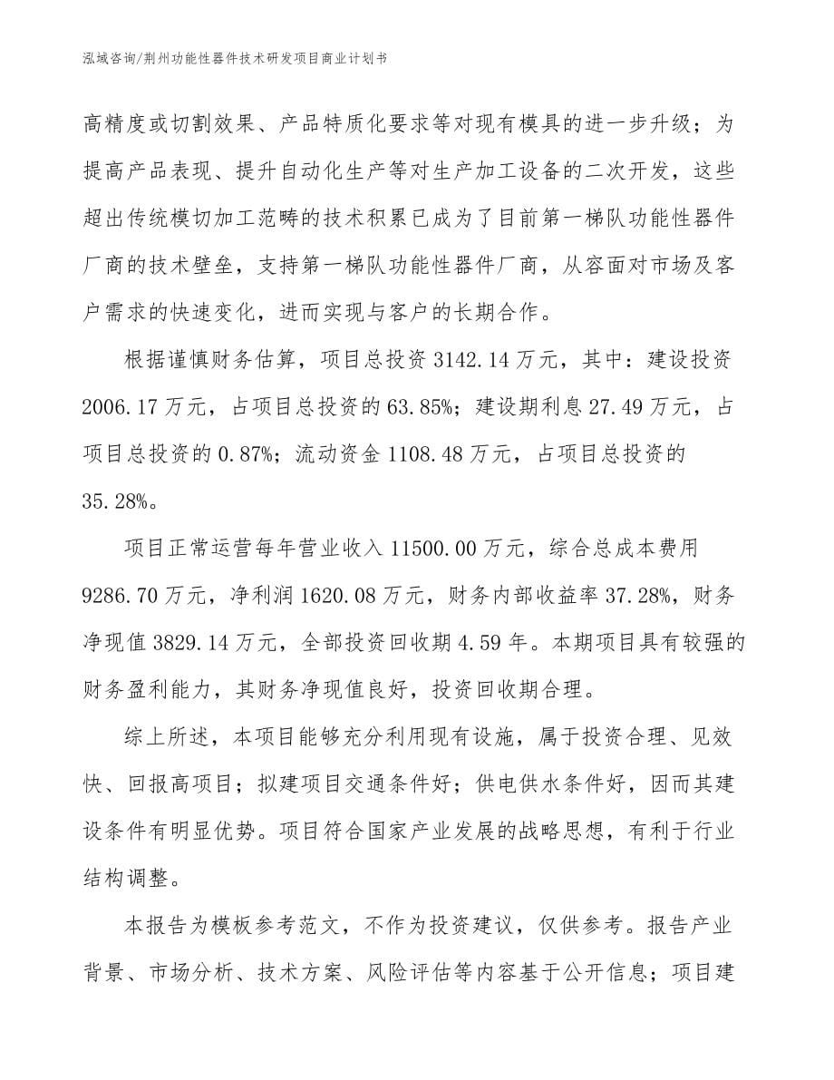 荆州功能性器件技术研发项目商业计划书_第5页