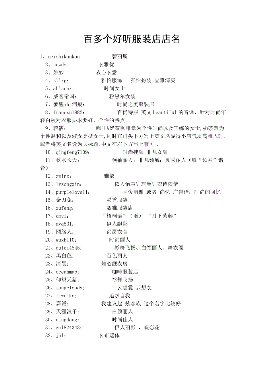 百多个好听服装店店名.doc_第1页