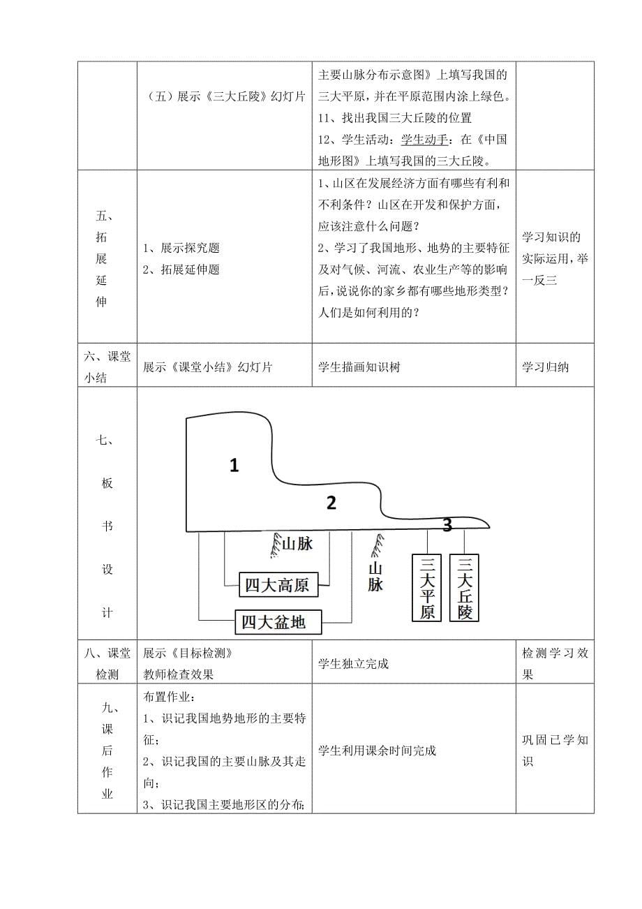 粤教版八年级地理第二章第一节《地形》教学设计.doc_第5页