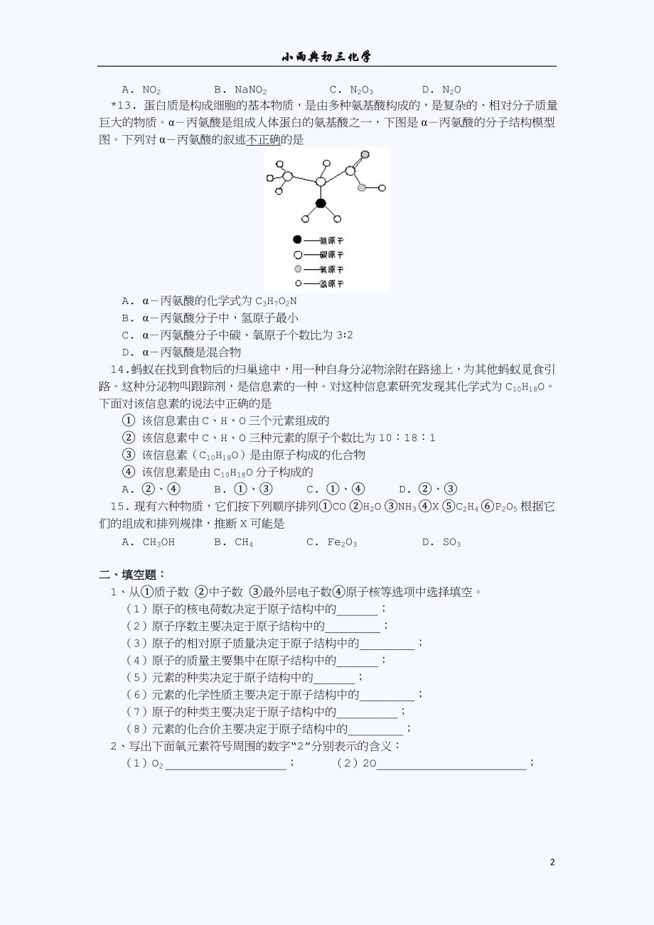 初三化学化学式与化合价练习题(含答案).doc_第2页