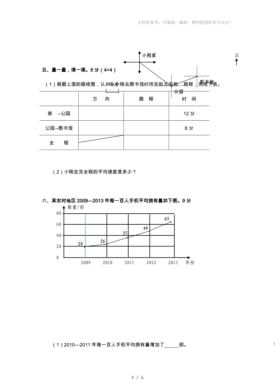 2013-2014学年度下学期四年级数学期末试题_第4页