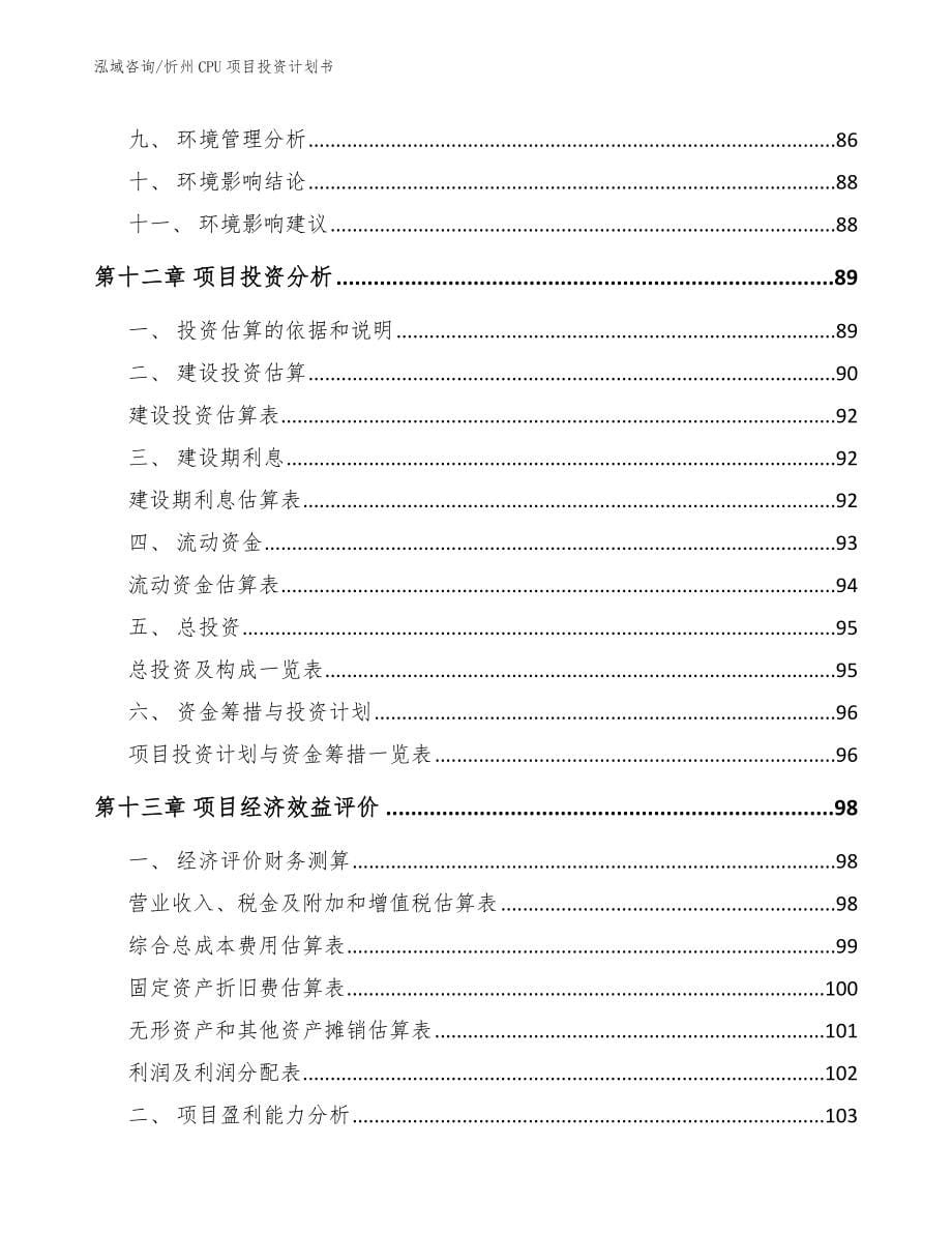 忻州CPU项目投资计划书_参考模板_第5页