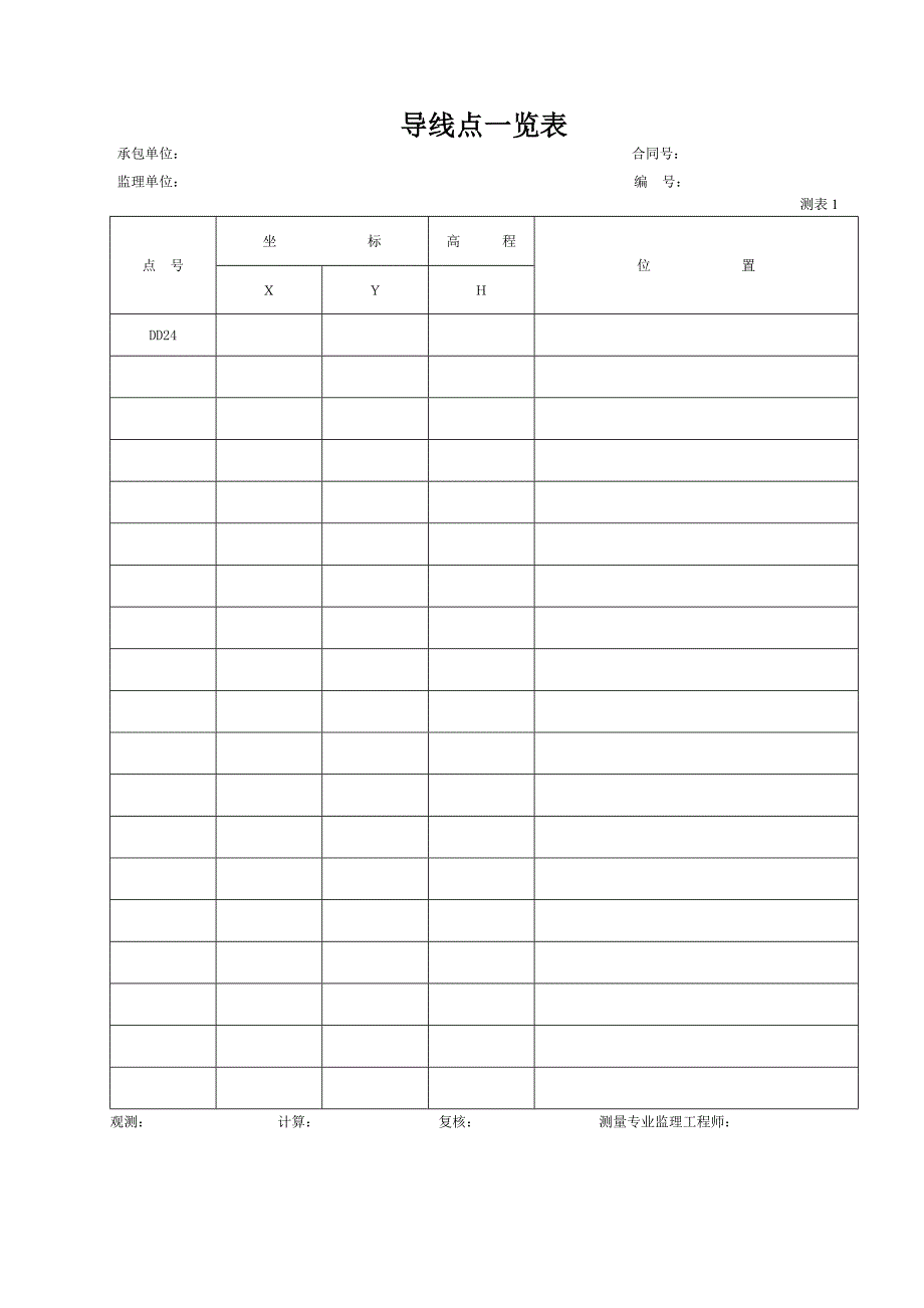 导线点水准点一览表模板_第1页