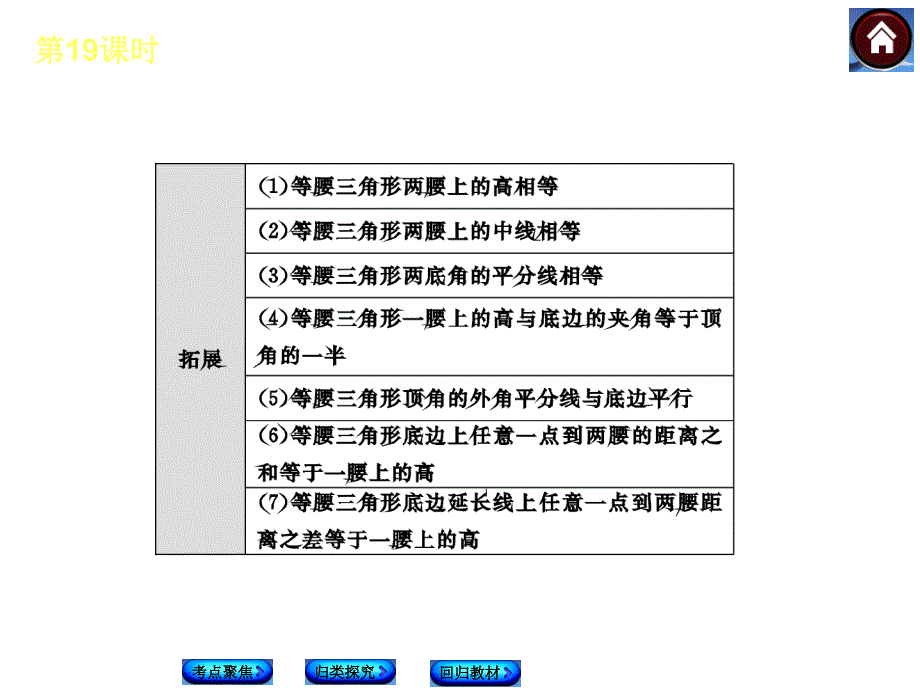 中考复习方案人教版数学中考总复习课件考点聚焦归类探究回归教材第19课时等腰三角形共32张PPT_第3页