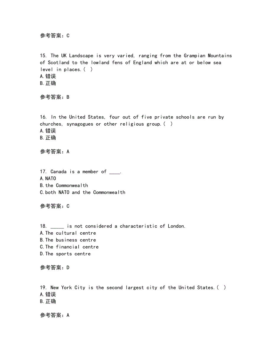 北京语言大学21秋《英语国家概况》平时作业二参考答案90_第4页