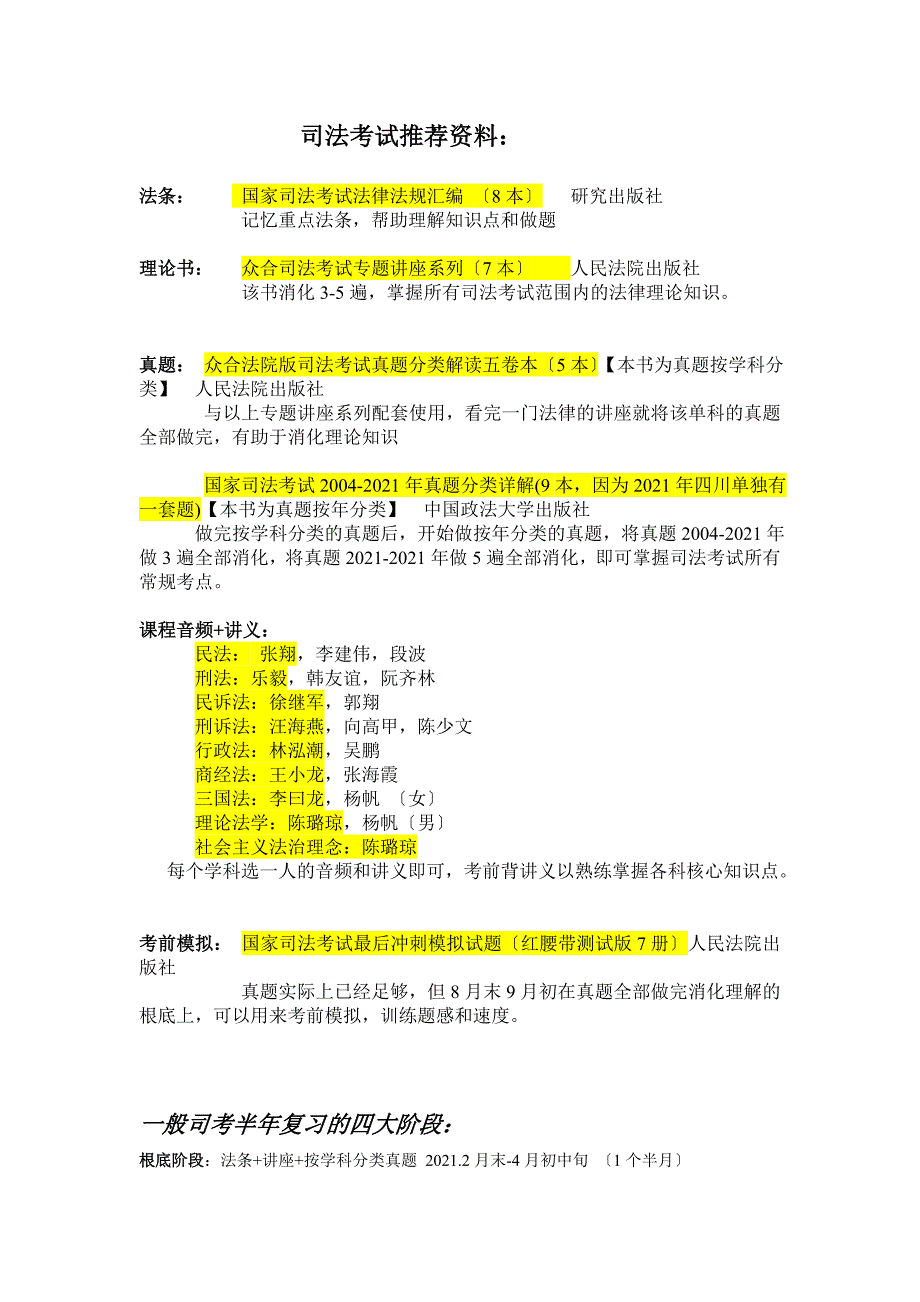 司法考试推荐资料_第1页