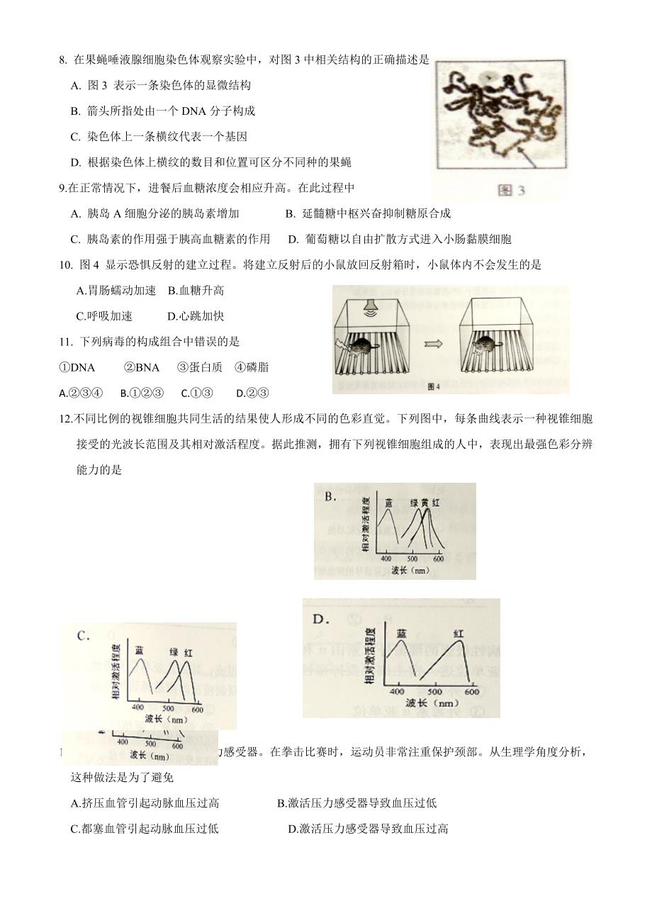 2016年上海高考生物生命科学真题及答案(完整版)_第2页