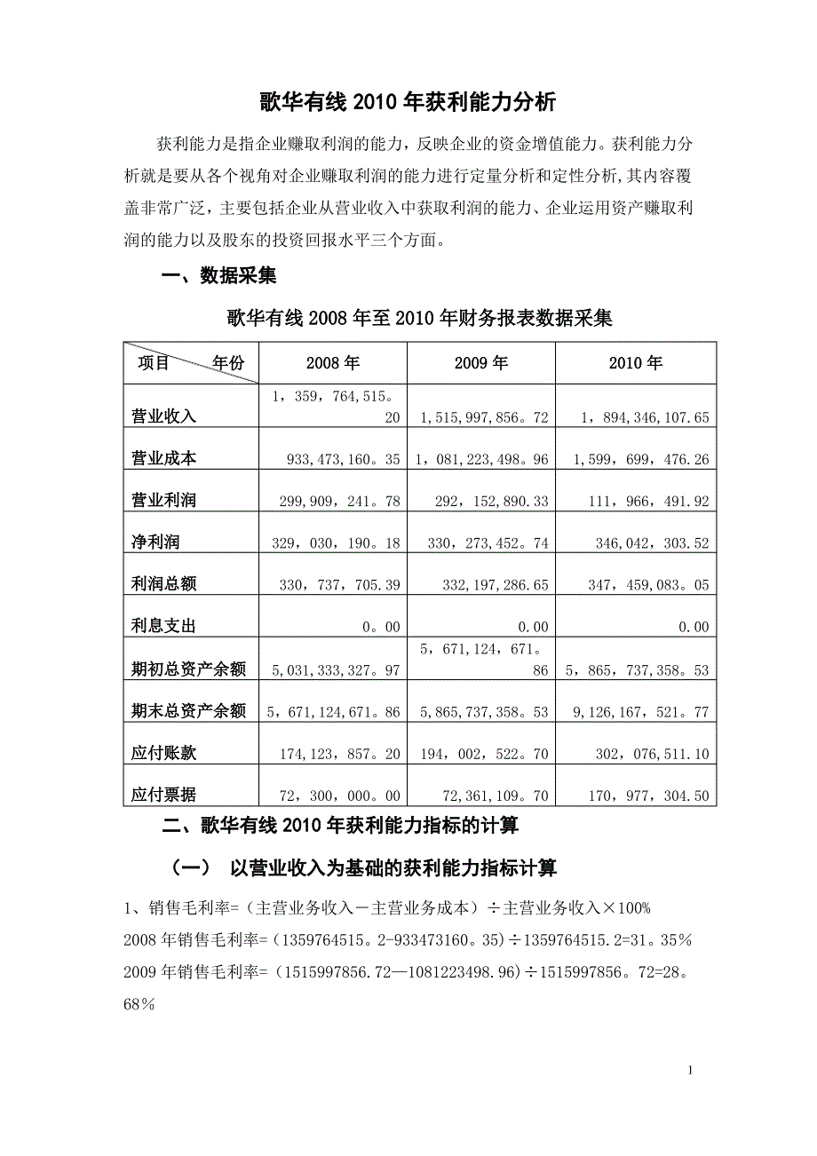 歌华有线获利能力分析_第1页