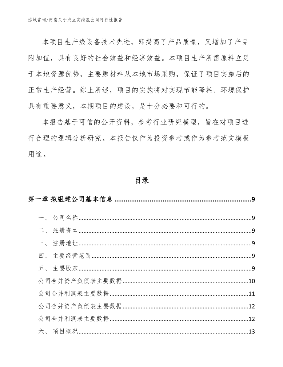 河南关于成立高纯氢公司可行性报告_第3页